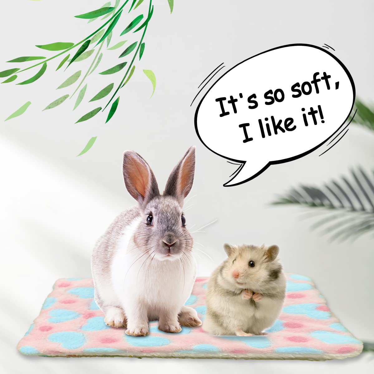 Eaedmy 4 Pieces Guinea Pig Bunny Comfortable Bed Mats Pads, Rabbit Warm Soft Bed, Hamster Bedding Pad Mats For Small Animals Chi