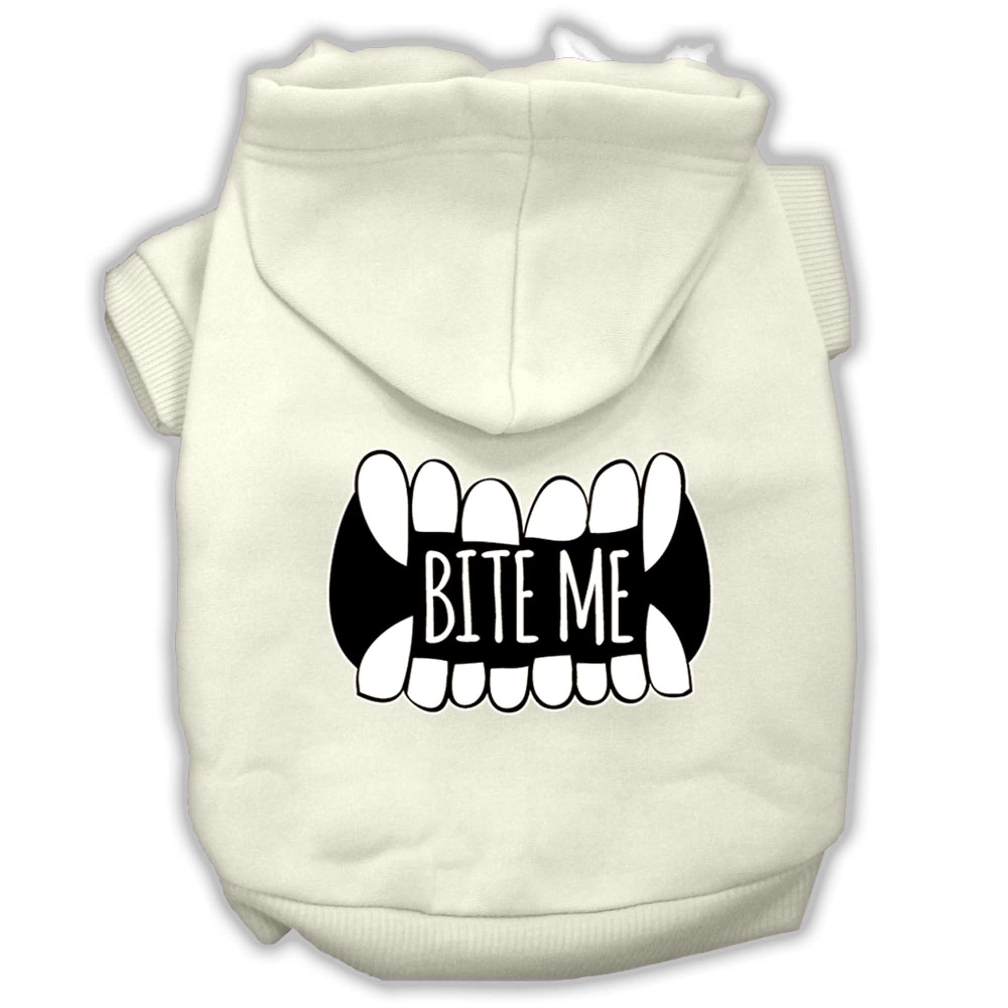 Pet, Dog & Cat Hoodie Screen Printed, 'Bite Me' Cream 3Xl (25-35 Lbs.)