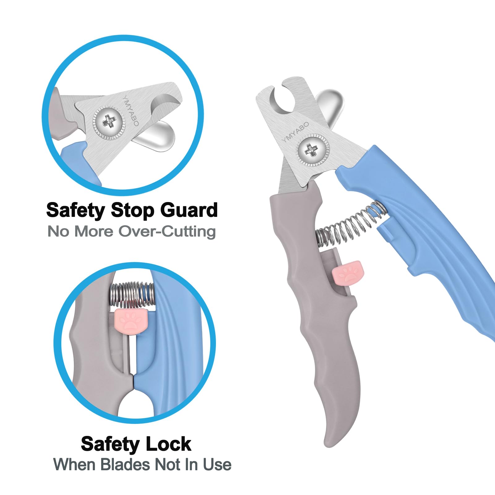 Ymyabo Pet Nail Clipper,Dog Nail Trimmers Safety Guard To Aviod Over Cutting,Puppy Cat Claw Trimmer,With Free Dog Comb Nail File