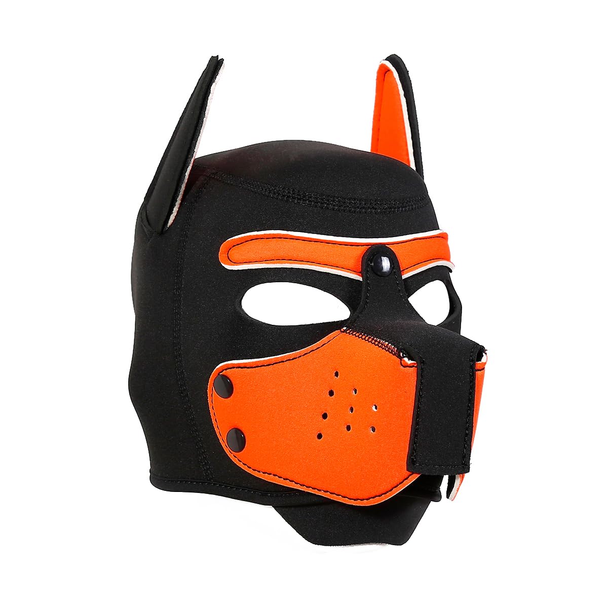 QUYUWOWO Neoprene Puppy Muzzle with Ears, One Size, Orange Full Head Hood Mask
