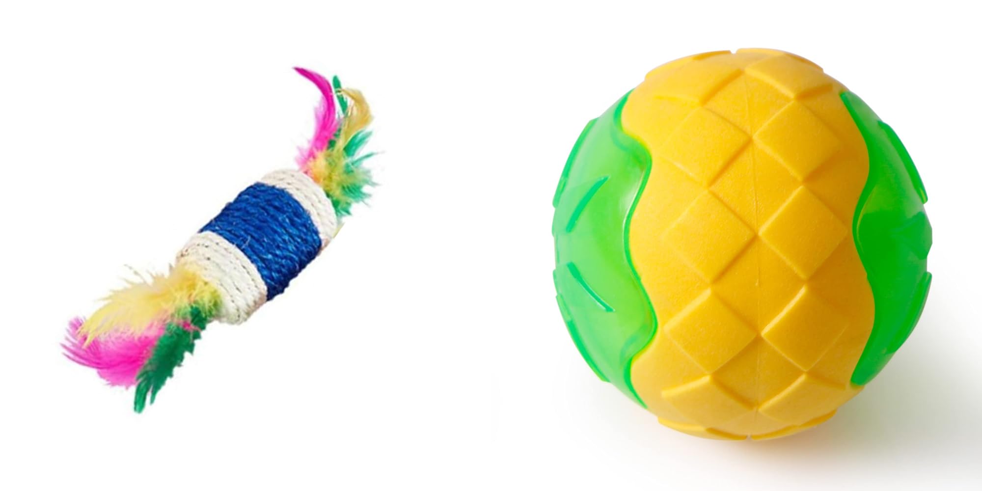 Pet Fun Cat Teaser Stick With Feather & Paper Rope Cylinder Interactive Play Toy & Tpr Led Floating Ball For Dogs & Puppies Dura