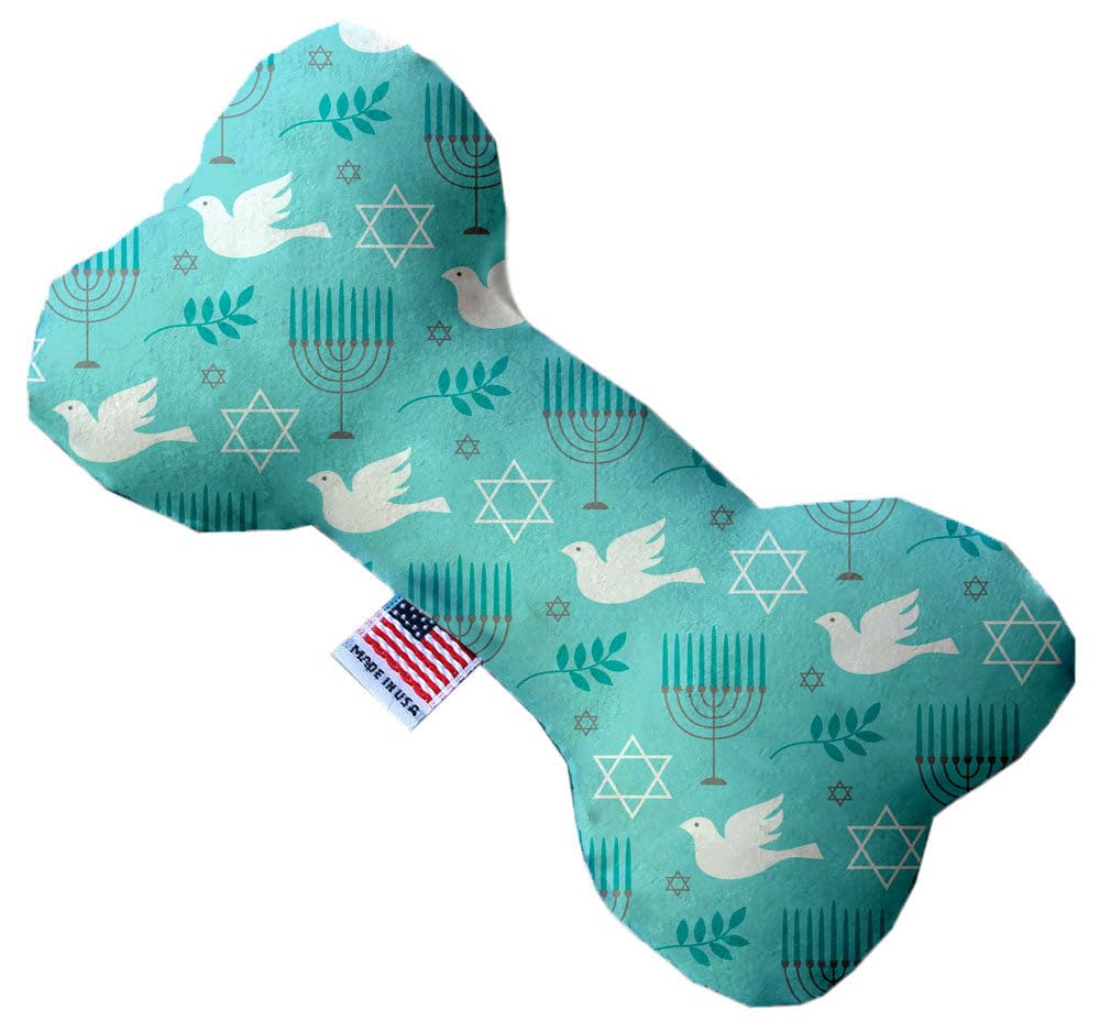 Pet and Dog Plush Heart or Bone Toy, &quot;Hanukkah Group&quot; (Available in different sizes, and 8 different pattern options!) Peace & Hanukkah 6&quot; Plush Bone