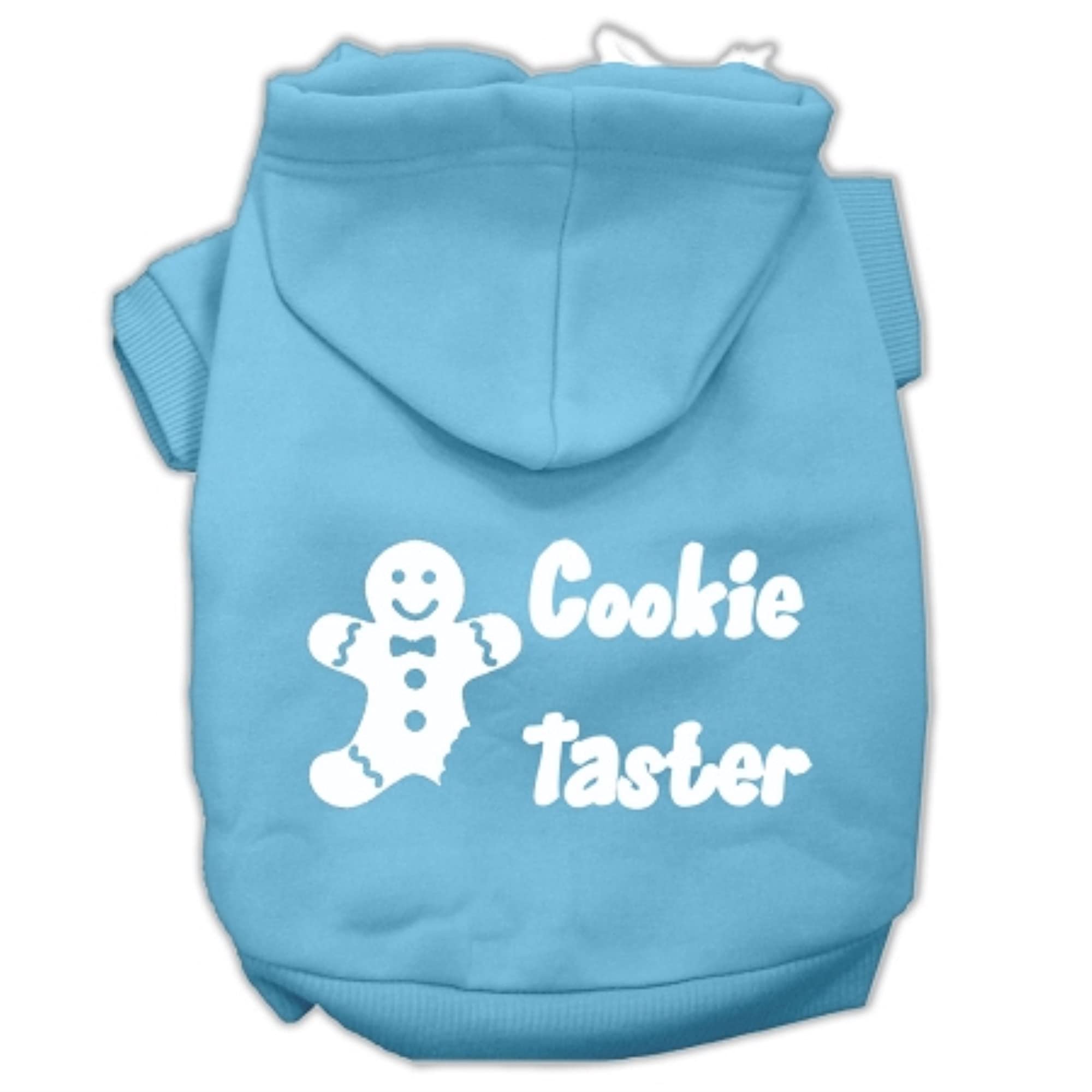 Christmas Pet Dog & Cat Hoodie Screen Printed, Cookie Taster Baby Blue XL (14-20 lbs.)