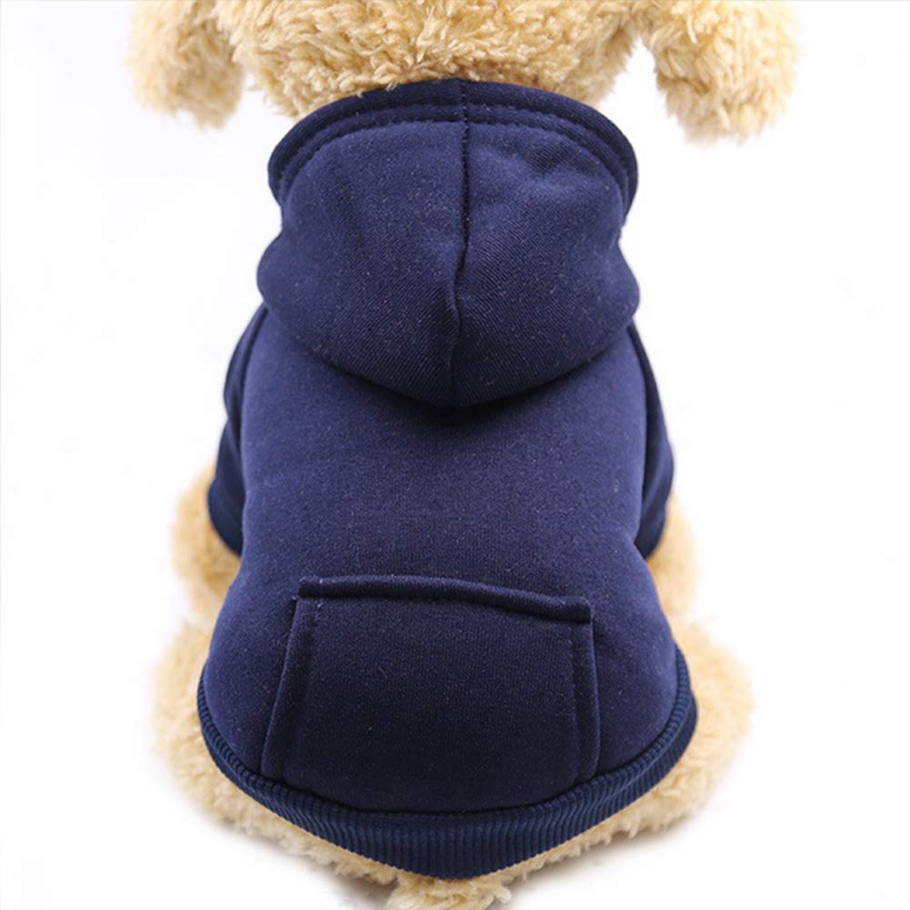 Jecikelon Winter Dog Hoodie Sweatshirts With Pockets Warm Dog Clothes For Small Dogs Chihuahua Coat Clothing Puppy Cat Custume (Large, Navy)