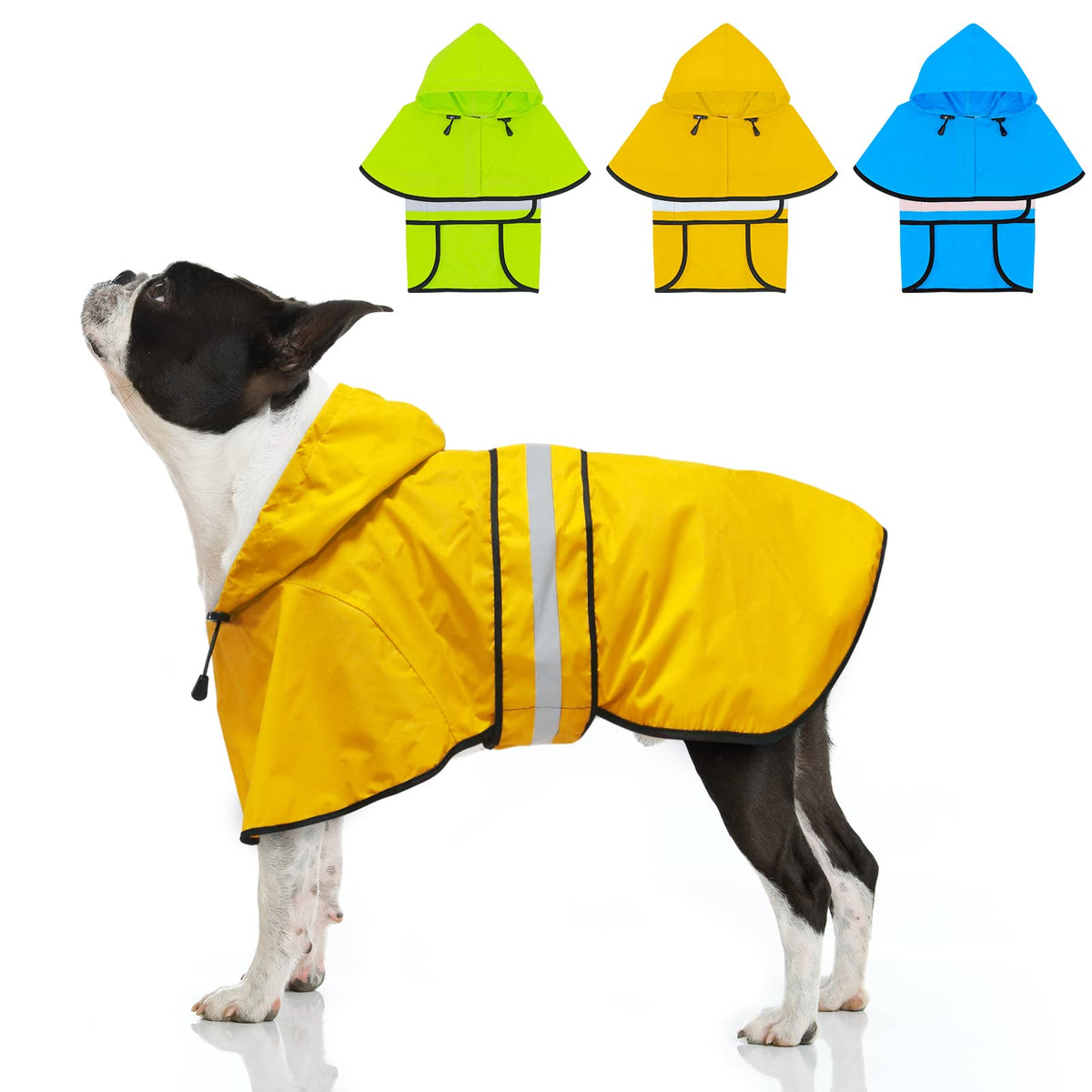 Dolitego Waterproof Dog Raincoat - Reflective Dog Rain Jacket With Hoodie - Lightweight Dog Rain Coat - Adjustable Dog Poncho Slicker For Small Dogs (Small, Yellow)