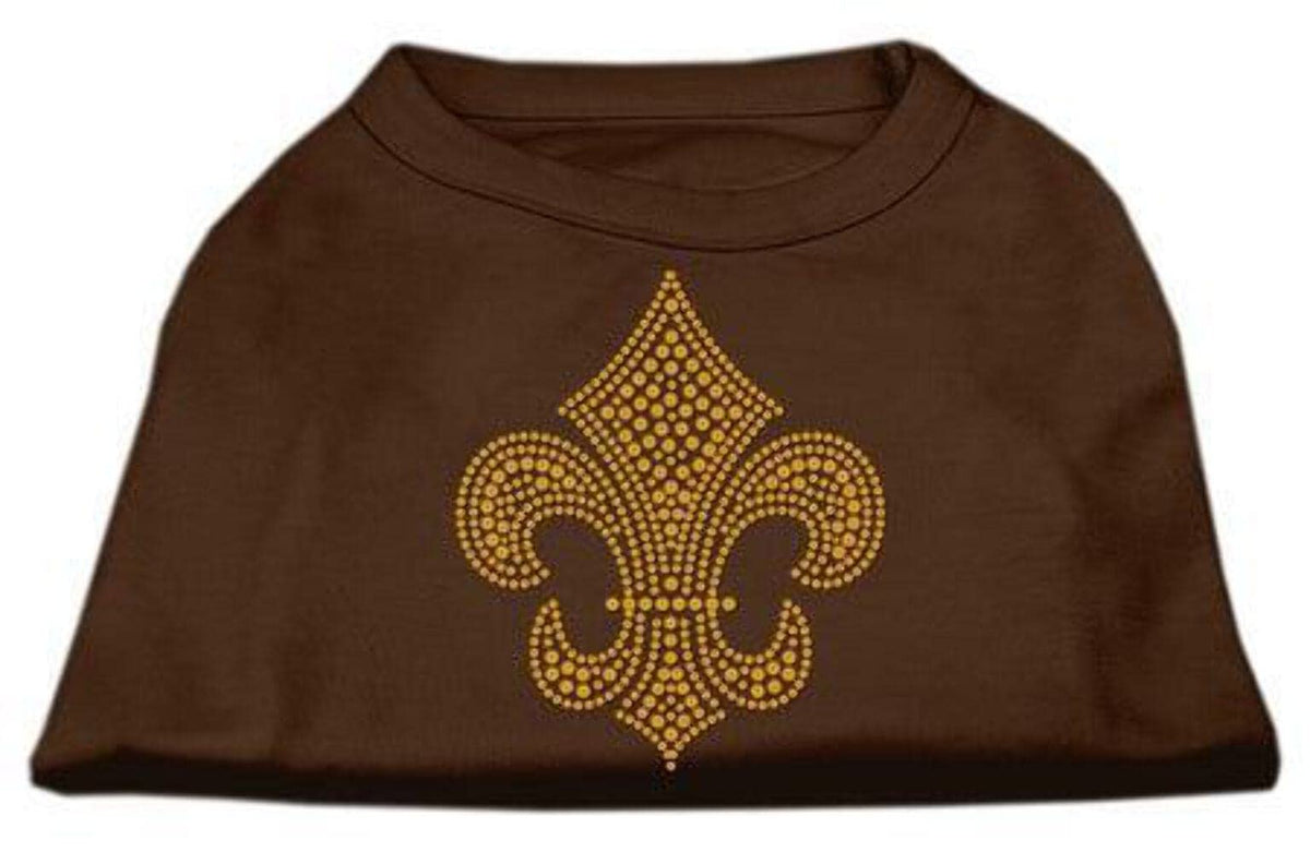 Mirage Pet Products Gold Fleur De Lis Rhinestone Pet Shirt, Small, Brown