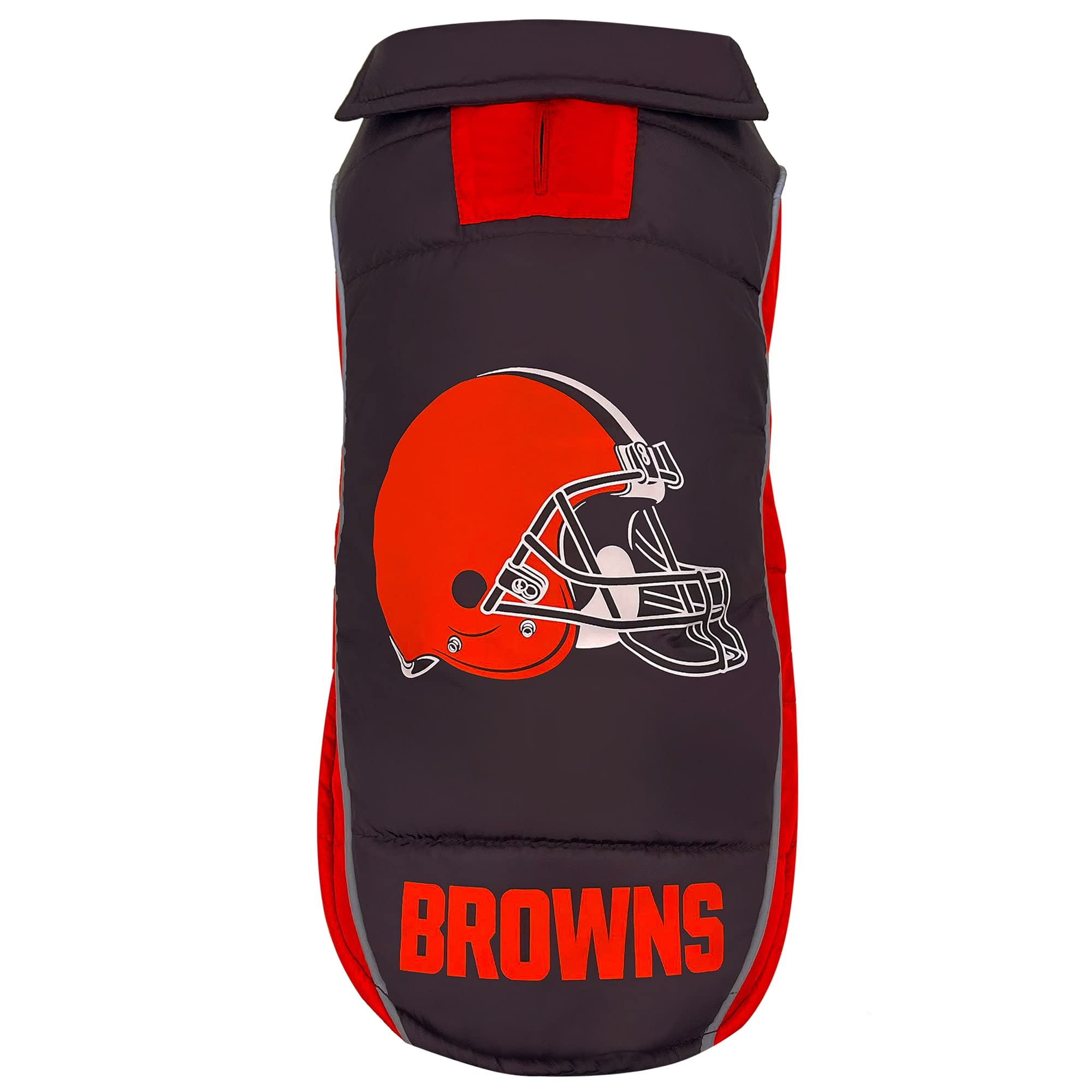 Nfl Cleveland Browns Puffer Vest For Dogs & Cats, Size Large. Warm, Cozy, And Waterproof Dog Coat, For Small And Large Dogs/Cats