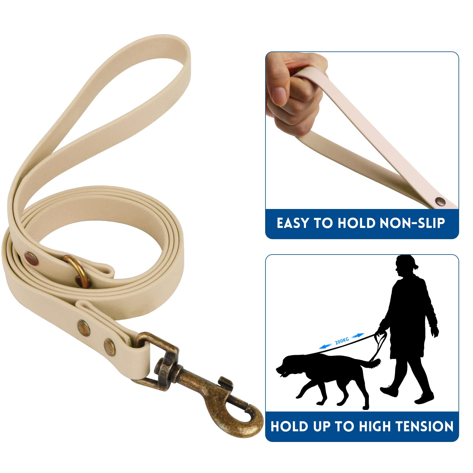 Wisedog Dog Collar And Leash Set Combo: Adjustable Durable Pet Collars With Dog Leashes For Small Medium Large Dogs,Includes One Bonus Of Poop Bag Holder (S, Sand Color)