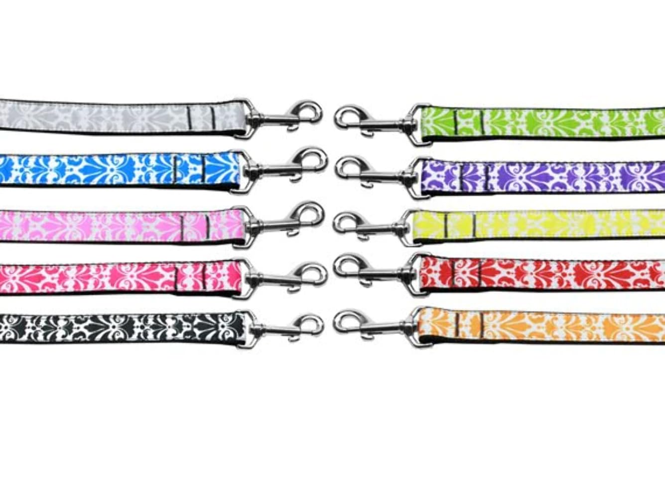 Pet Dog & Cat Nylon Leash, "Damask" *Available in 10 different colors!* Bright Pink 3/8" w x 4 ft. leash