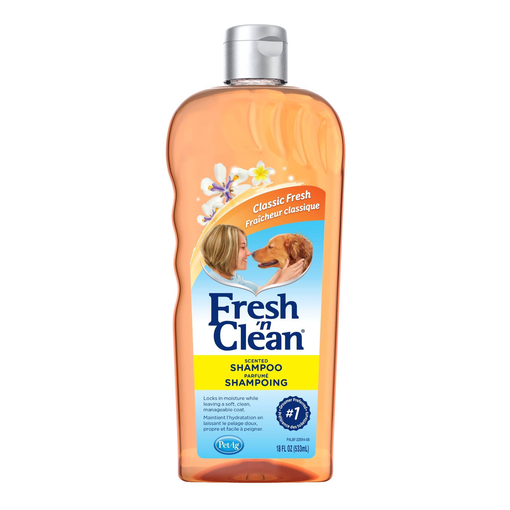 Pet-Ag Fresh ’N Clean Scented Shampoo, Classic Fresh Scent - 18 Oz - Moisturizes With Vitamin E & Aloe Vera - Strengthens & Repairs Coats - Soap Free