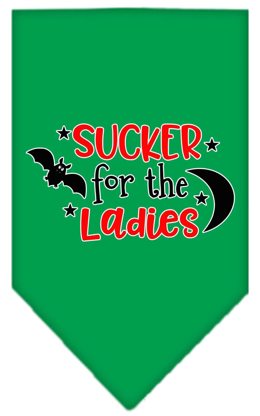 Halloween Pet and Dog Bandana Screen Printed, &quot;Sucker For The Ladies&quot; Emerald Green Large