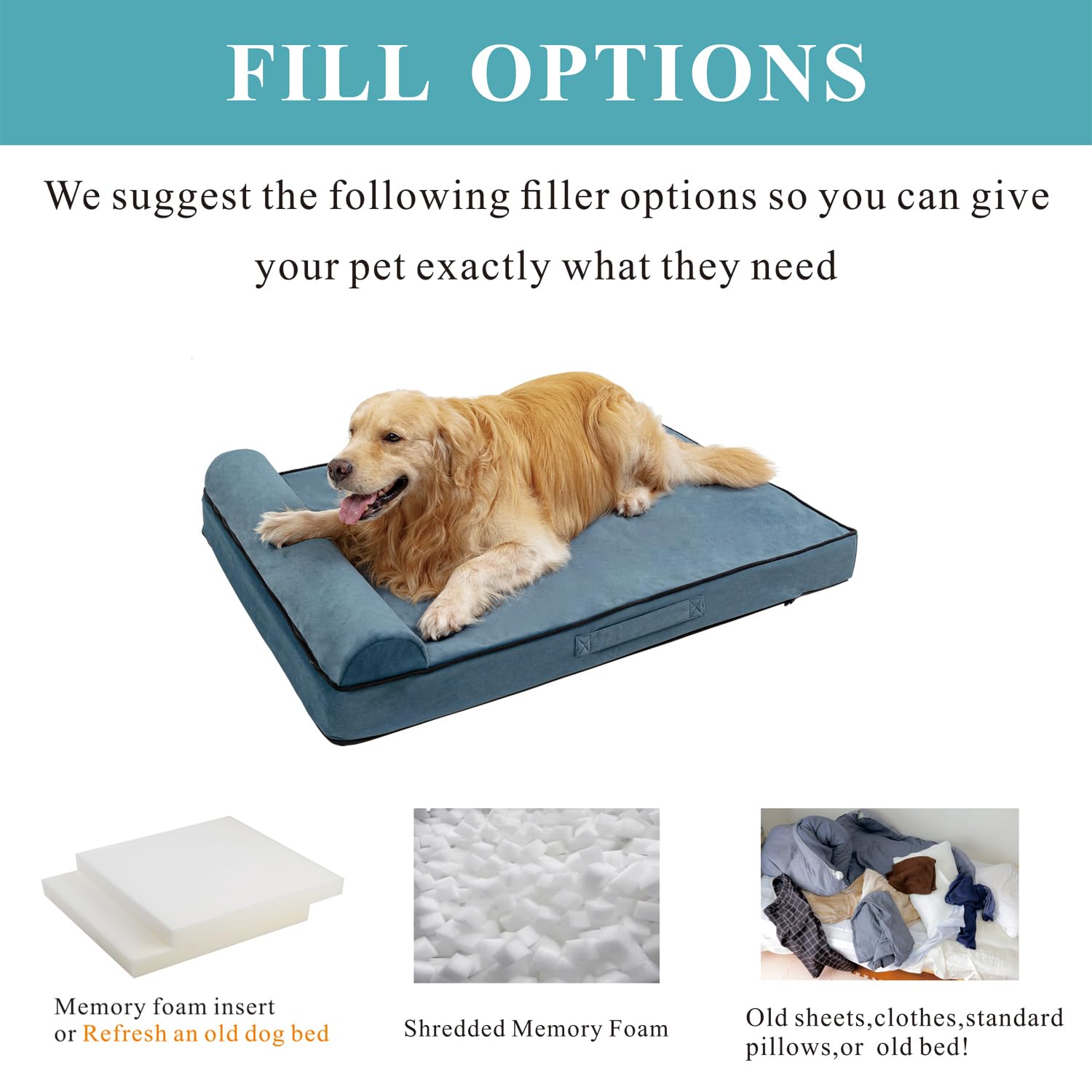 Dog Bed Replacement Cover With Built-In Orthopedic Pillow, Waterproof With Zipper, 44X32X4 Inches, Cover Only With Pillow Insert