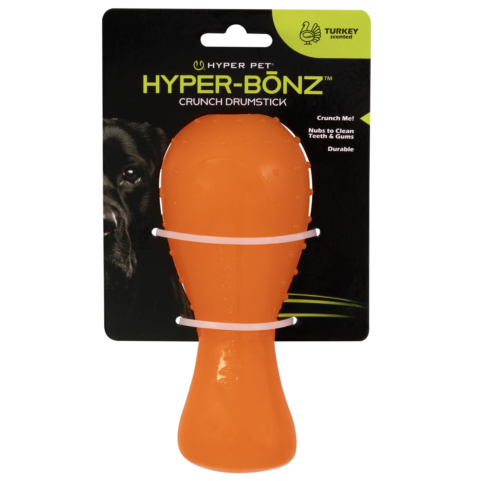 Hyper Pet Hyper-Bonz Turkey Scented Drumstick Crunch Bone, Interactive Dog Toy, 6.0 inches in Length, for All Breed Sizes