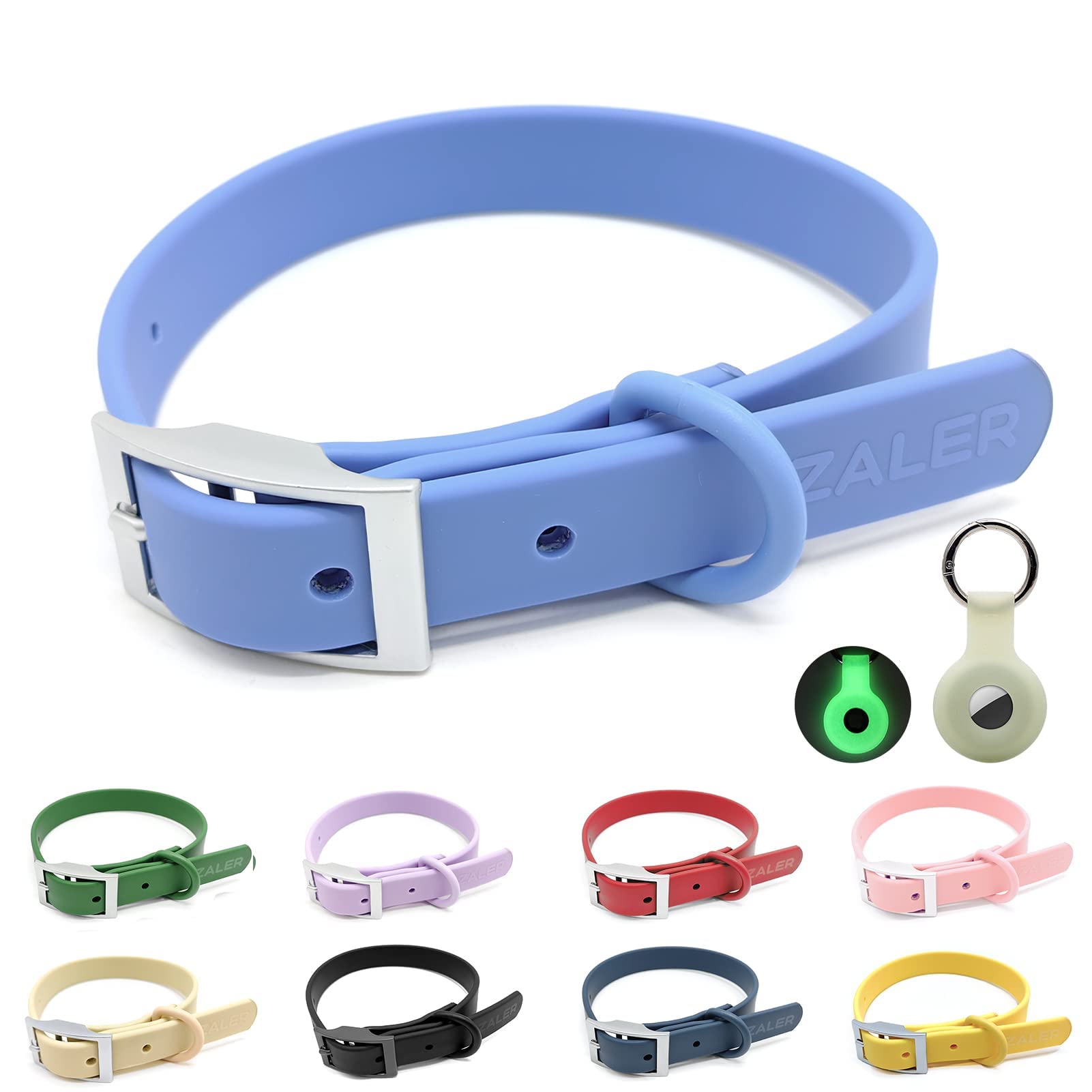 Zaler Waterproof Dog Collar, Adjustable Stinkproof Dog Collars Easy To Clean, Soft Comfortable Pet Collars For Large, Medium Small Dogs (Moonstone Blue, S(Length:8.6''-12.6''; Width:0.75''))