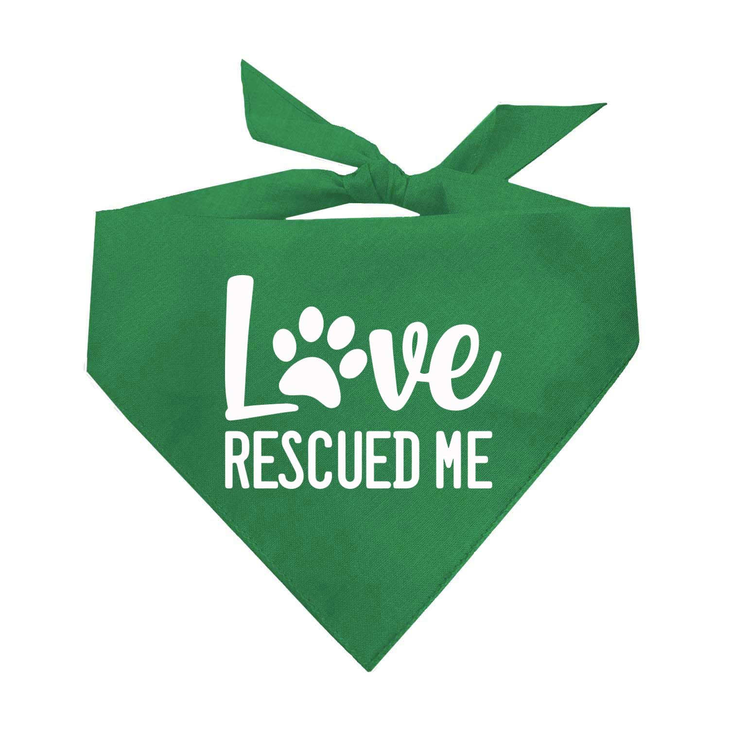 Love Rescued Me Dog Bandana | 100% Cotton Adjustable Triangle | Adoption Event Prop Photoshoot | Rescue | Puppy | New Dog |Green