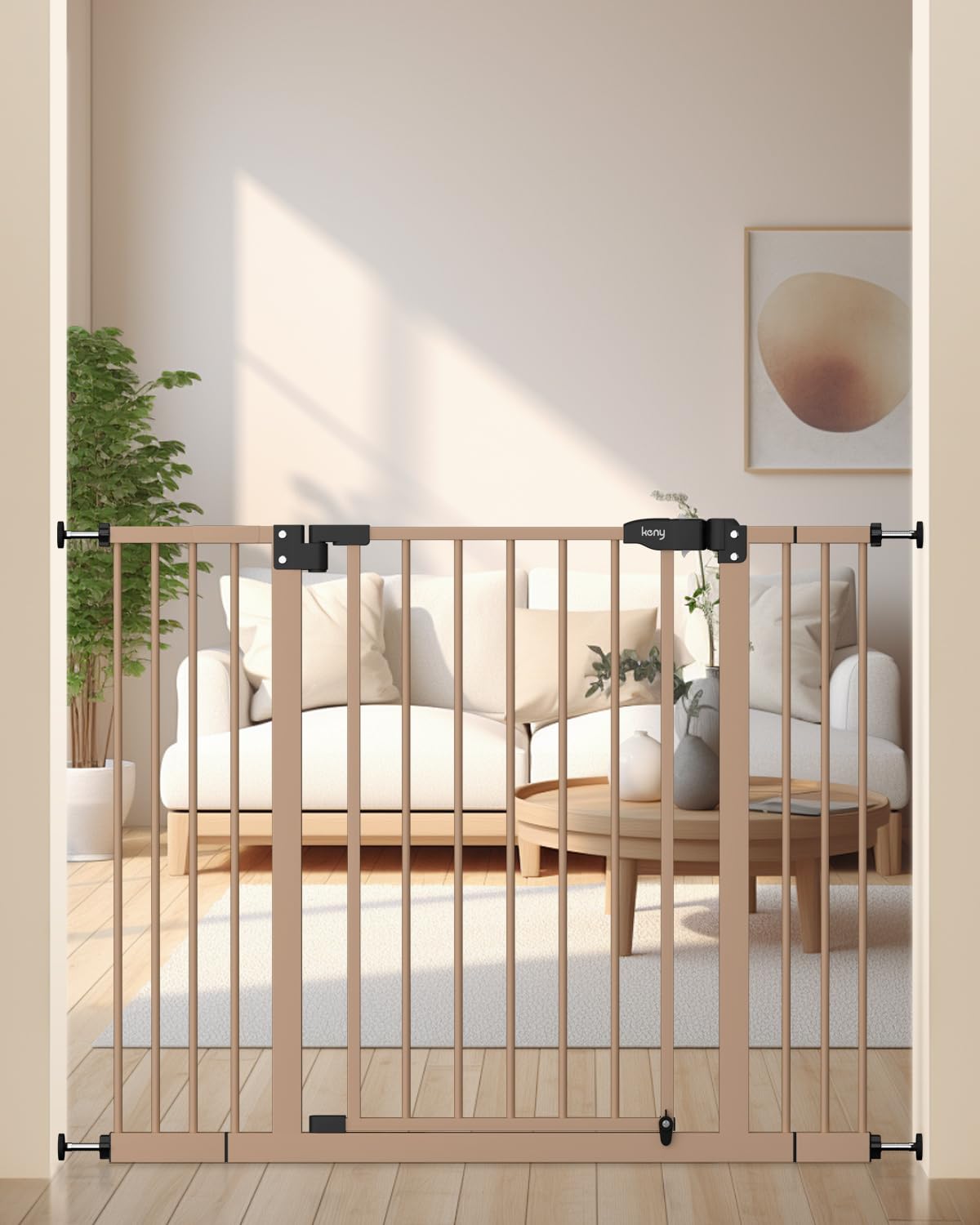 keny 29 -42.5  Baby Gate for Stairs, Auto Close Safety Dog Gate, Pressure Mounted Easy Walk Through Pet Gate for Doorways, Durab