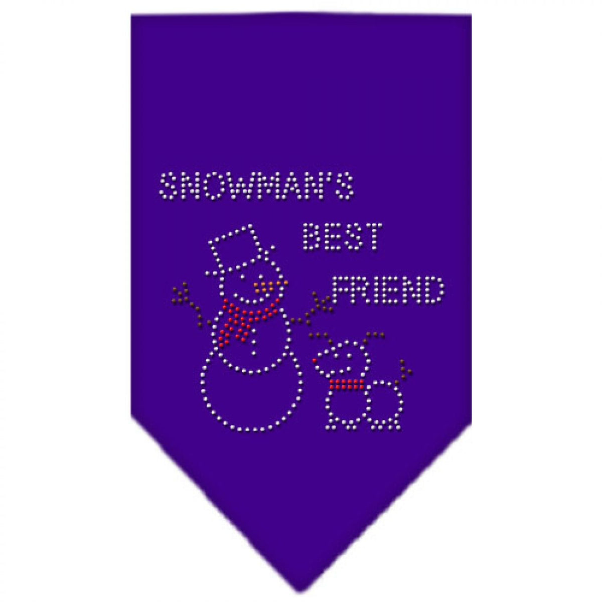 Christmas Pet and Dog Bandana Rhinestone, Snowman's Best Friend Purple Large
