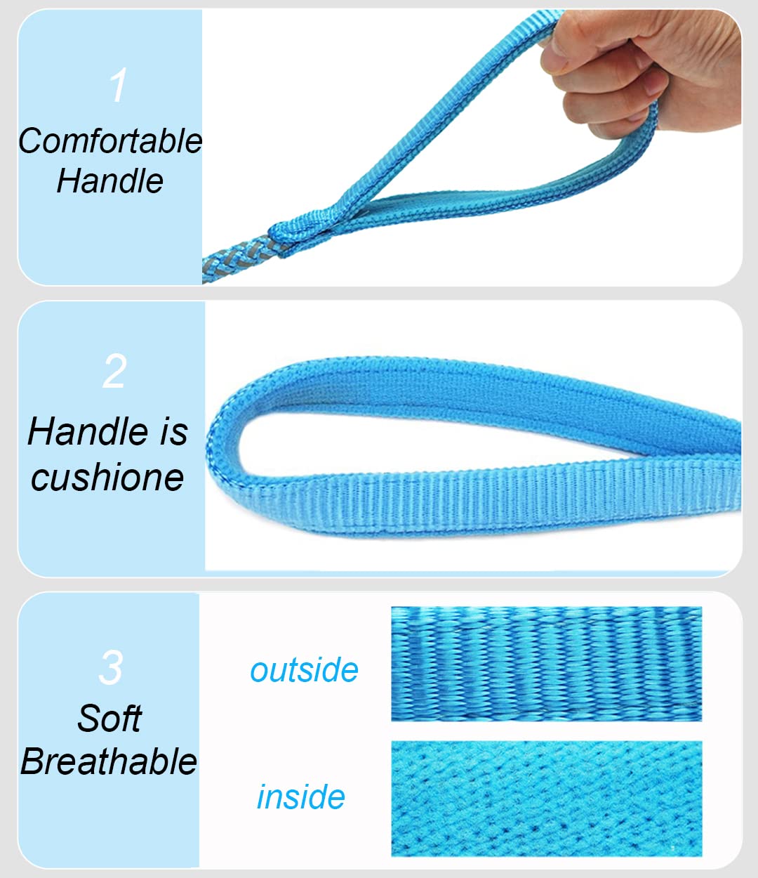 Mycicy 2/3/4/6/10 Ft Reflective Dog Leash- Braided Rope Strong Heavy Duty Dog Training Leash For Large Medium Small Dogs Walking