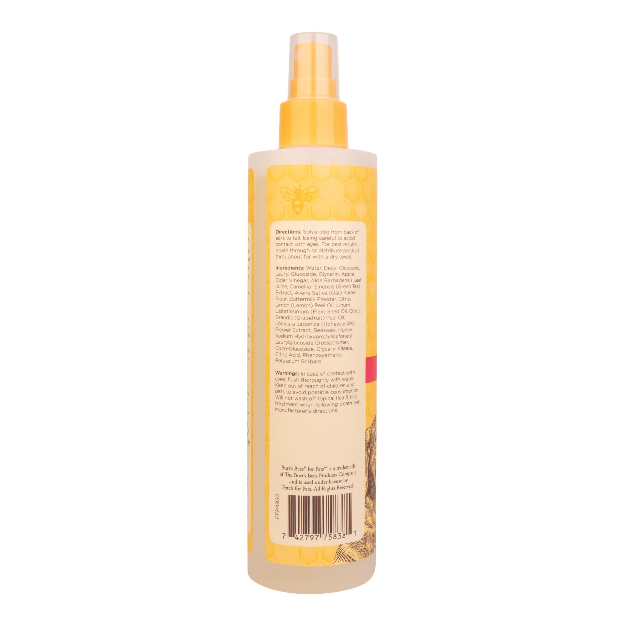 Burts Bees for Pets Hot Spot Spray with Apple Cider Vinegar and Aloe Vera, 95% Natural Origin Formulas, Dog Spray for Itchy Dog