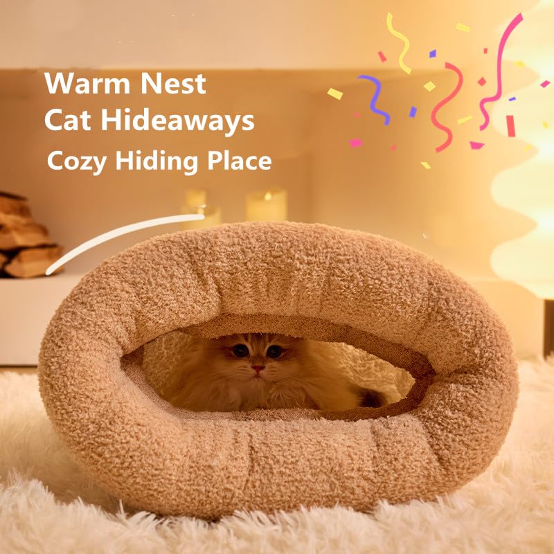 Zhuanxua Cat Sleeping Bag Bed, Winter Soft Plush Sack Self Warming Cave Bed For Indoor Cats, Hideaways Pet Snuggle Sack For Kitt
