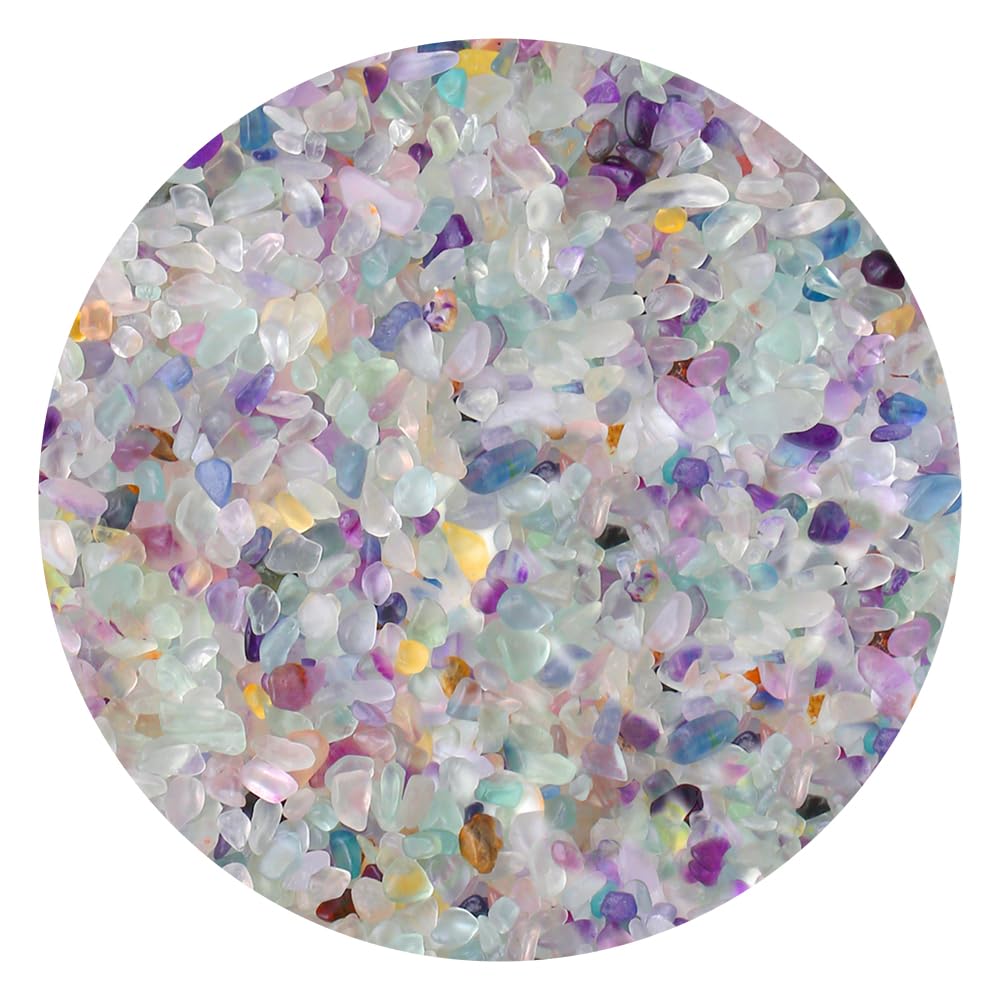 ZHIYUXI Crystal Fluorite Vase Filler, 0.22lbs, Polished Healing Chips for Decoration, Fish Tank Gravel, Succulent Plants, Home D