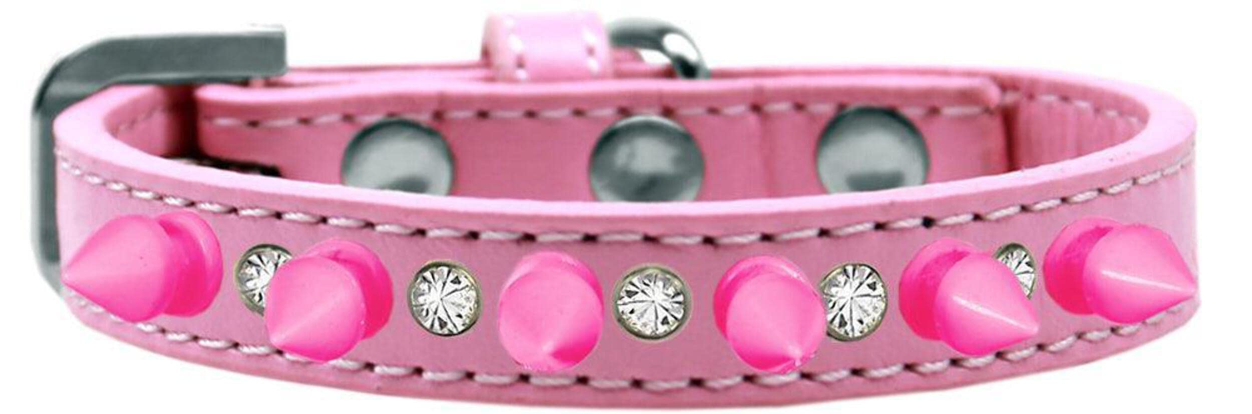 Mirage Pet Products Crystal and Bright Pink Spikes Dog Collar, Size 12, Lavender