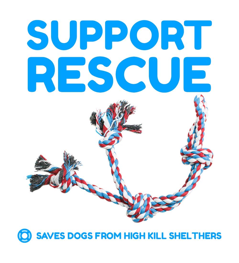 Pacific Pups Products 2 Pack Red - Xl Dog Rope Toy For Aggressive Chewers - Benefits Non-Profit Dog Rescue - Tug Of War Dog Toy,