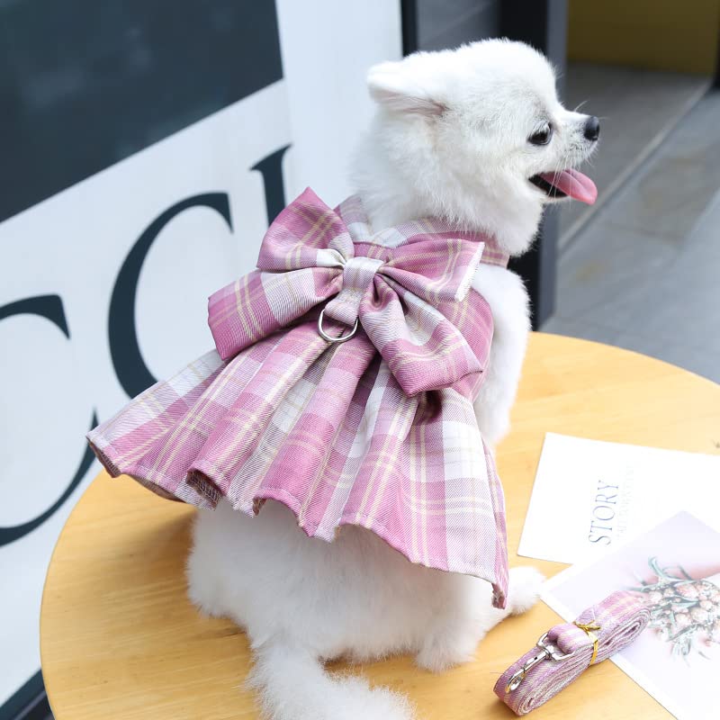 Clopon Harness With Leash Set Puppies Summer Clothes For Small Gril Dog Harness Dresses For Small Dogs Girl Xl