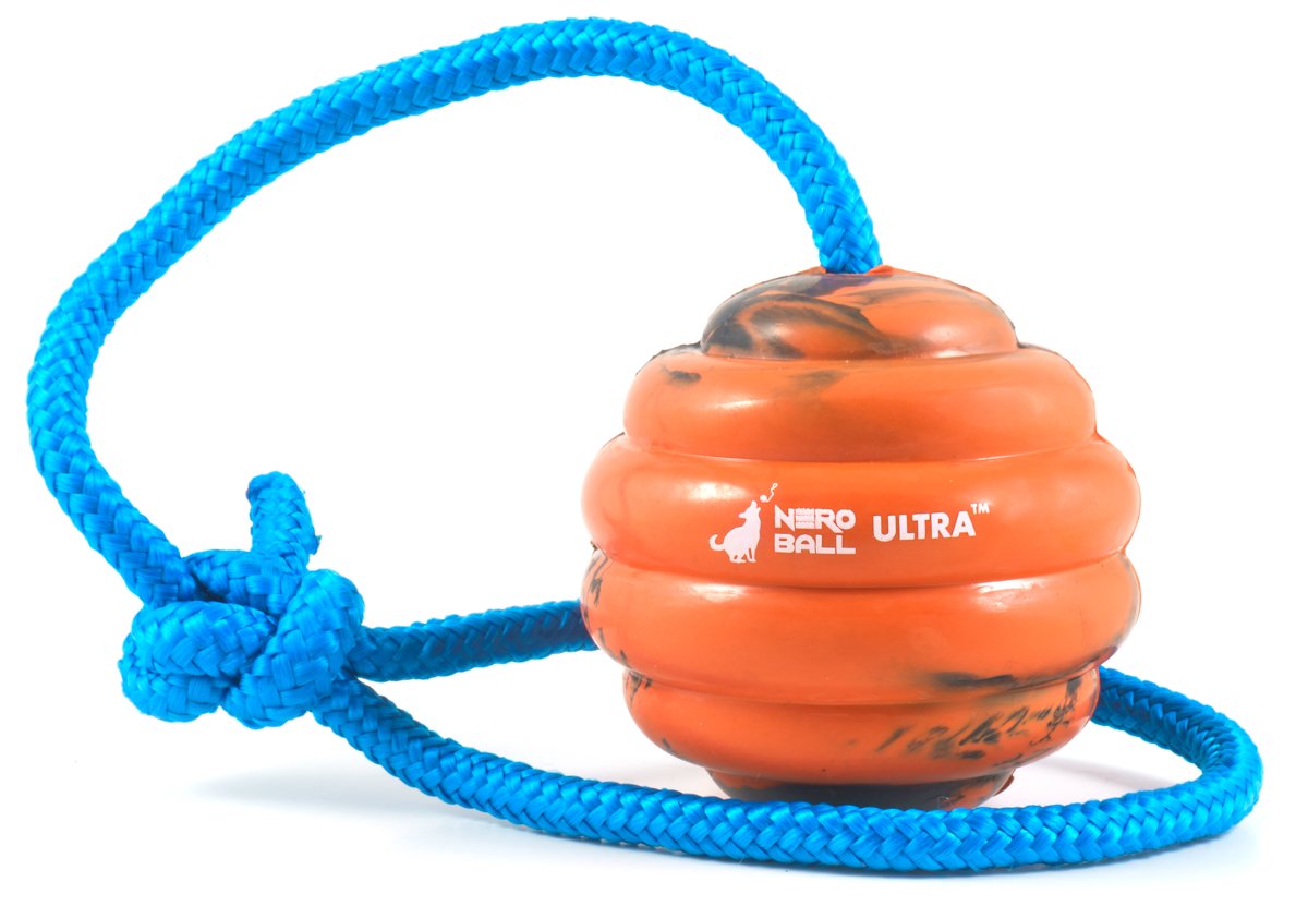 The Nero Ball Ultra™ Durable Dog Training Ball On Rope - Used By K-9 Teams Worldwide - Reward And Fetch Ball For Large Dogs - Exercise And Reward Toy For Dogs.