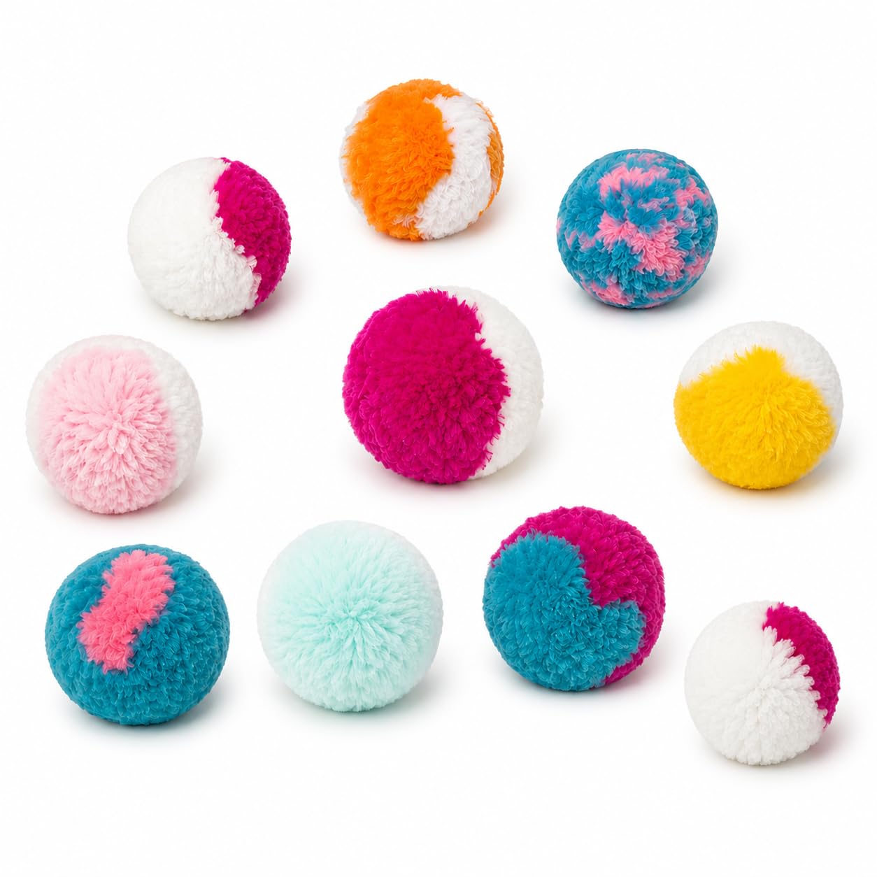 Kipenzi 10 Pcs Cat Toy SetSoft Plush Balls For Kittens And Cats| Lightweight, Fuzzy, Quiet Toys Ideal For Indoor Play, Training