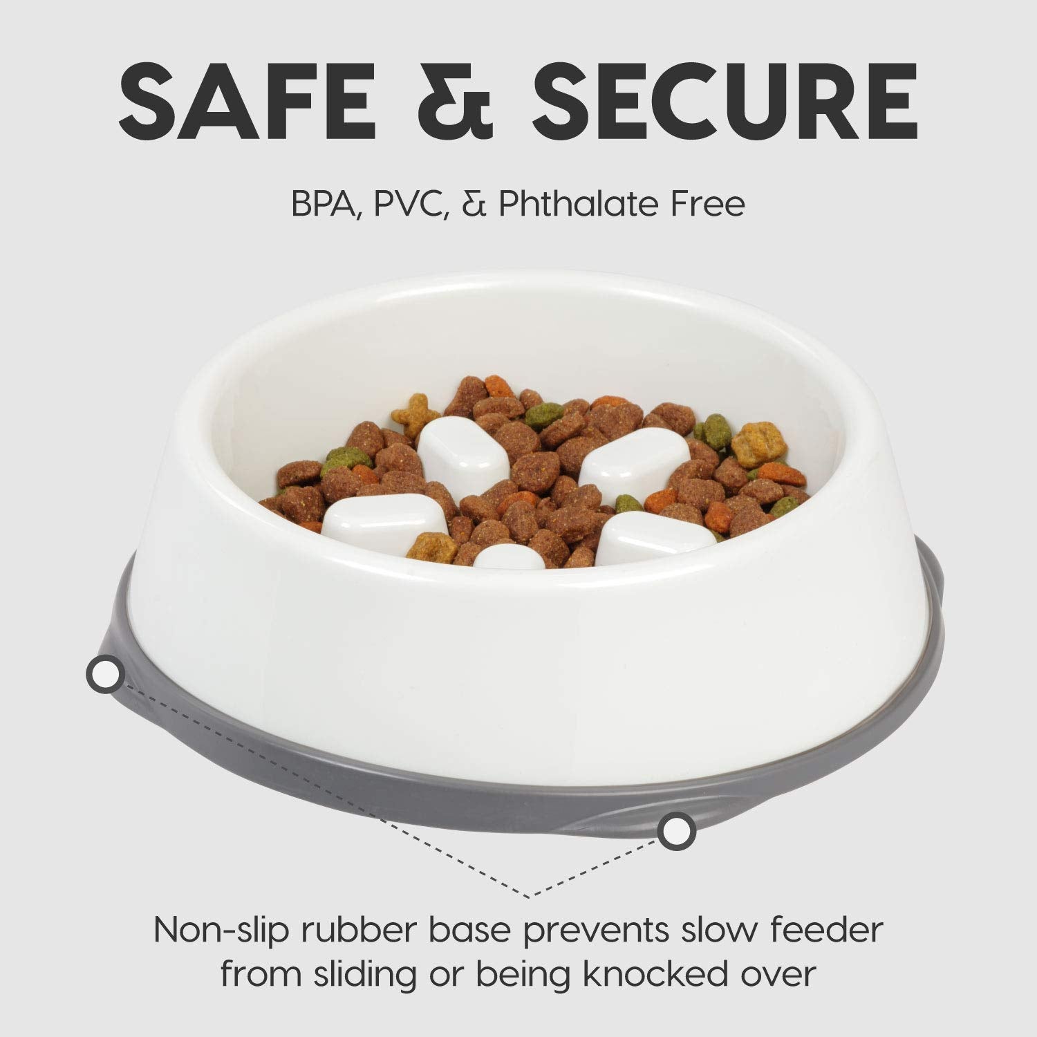 IRIS USA 2-Cup Slow Feeder Dog Bowl, Anti-Choking & Anti-Slip, Puzzle Bowl for Healthy Digestion, Slow Eating Dog Bowl for Long