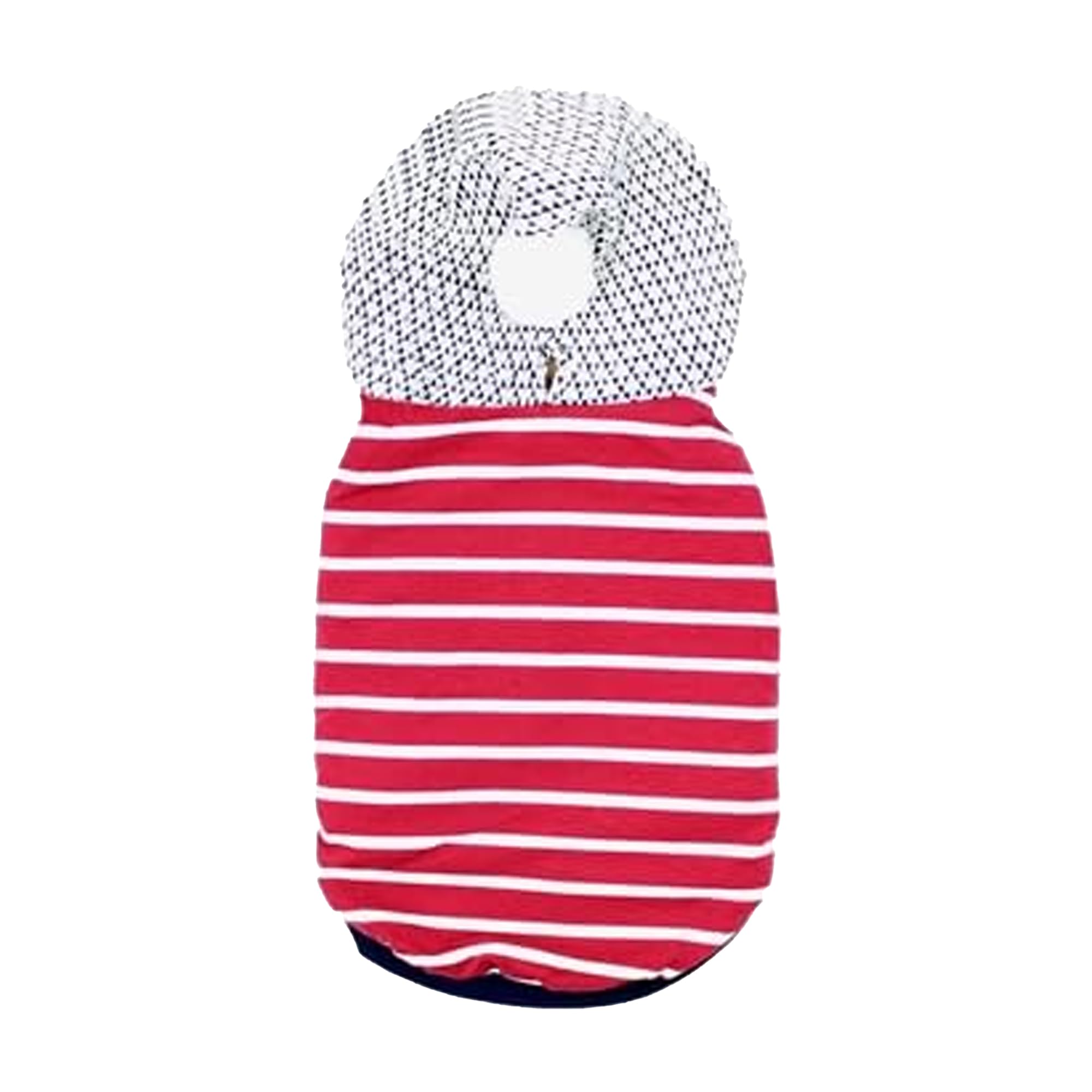 Parisian Pet Basic Hoodie - Lightweight Red Striped Pom Pom Sweatshirt For Dogs - Pullover With Leash Hole And Pockets - Clothes