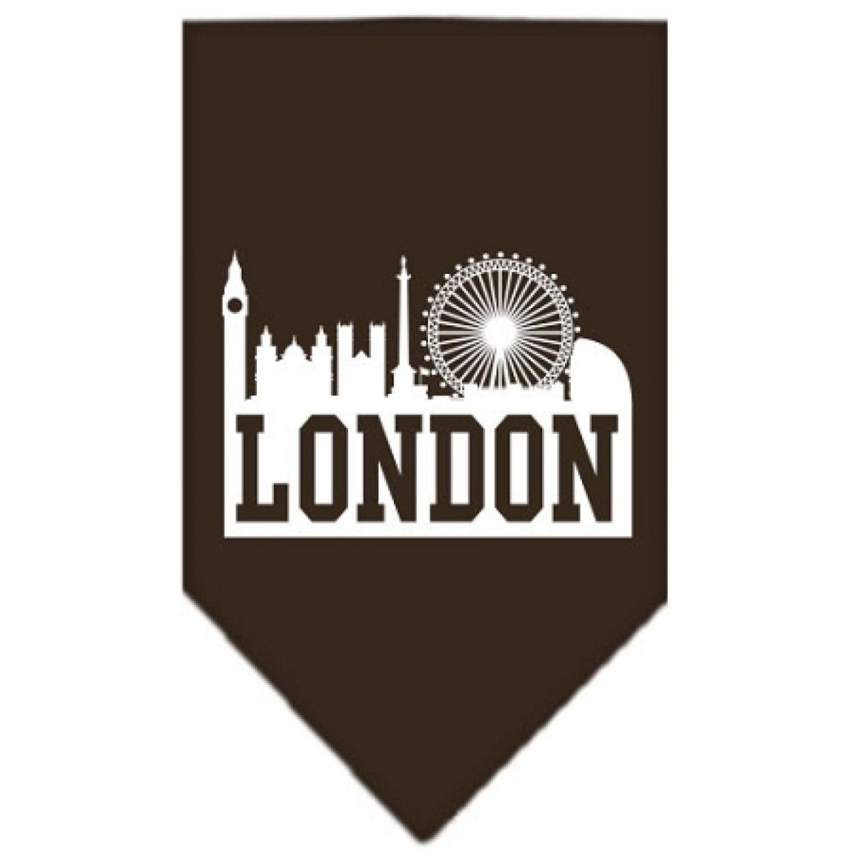 Pet and Dog Bandana Screen Printed, &quot;London Skyline&quot; Cocoa Large