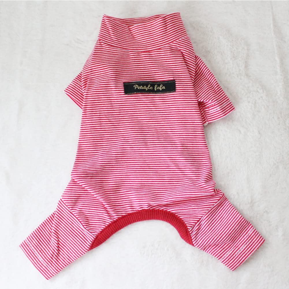 Hdwk&Hped Soft Cotton Dog Pajamas For All Seasons, Striped Pet Bottoming Jumpsuit For Small Dog Cat Puppy (#5, Thin Stripes Styl