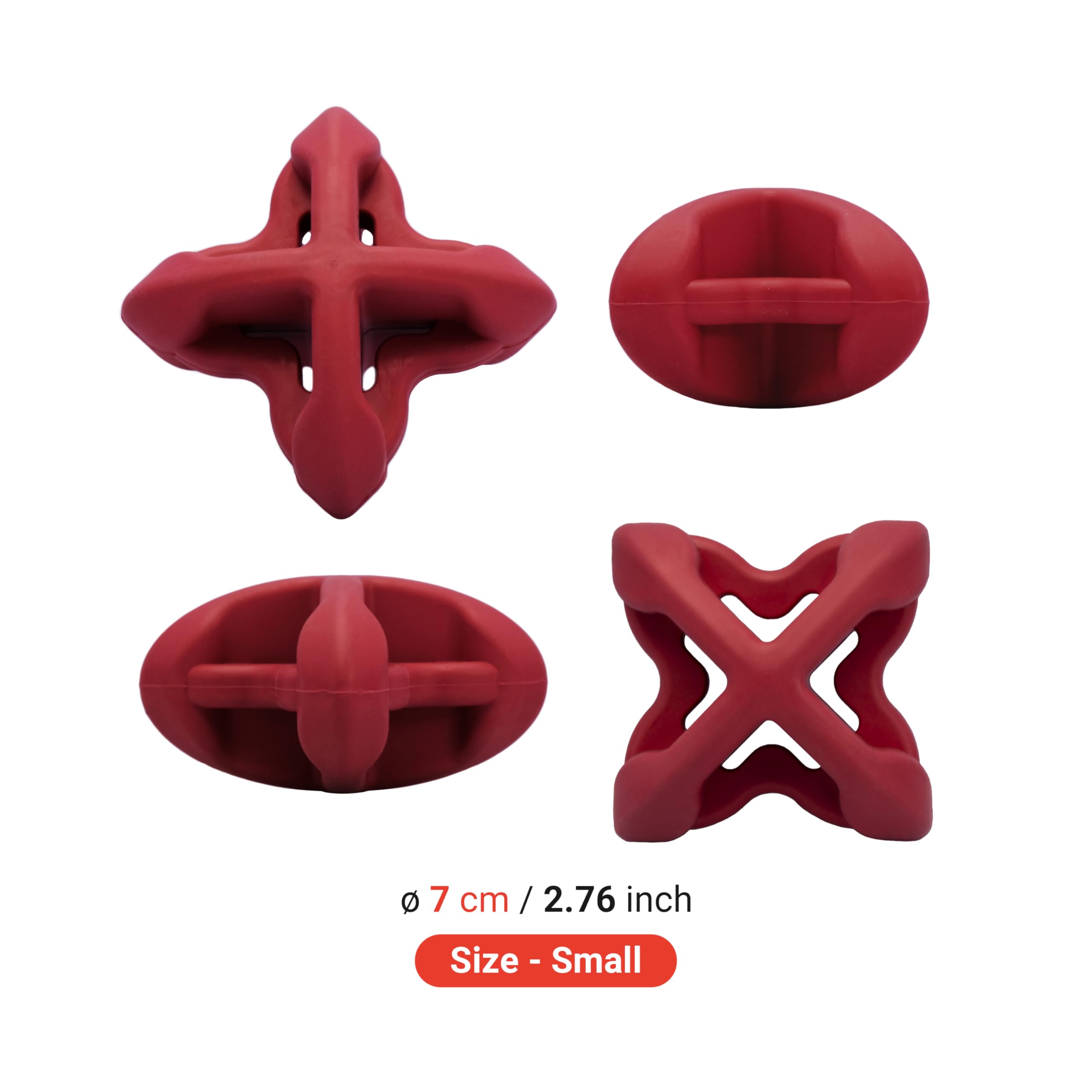 Petdreamhouse Chewtastic Geometrics Natural Rubber Enrichment Dog Toy Geo-Astrorolly Red, Engaging Rolling And Unpredictable Bou