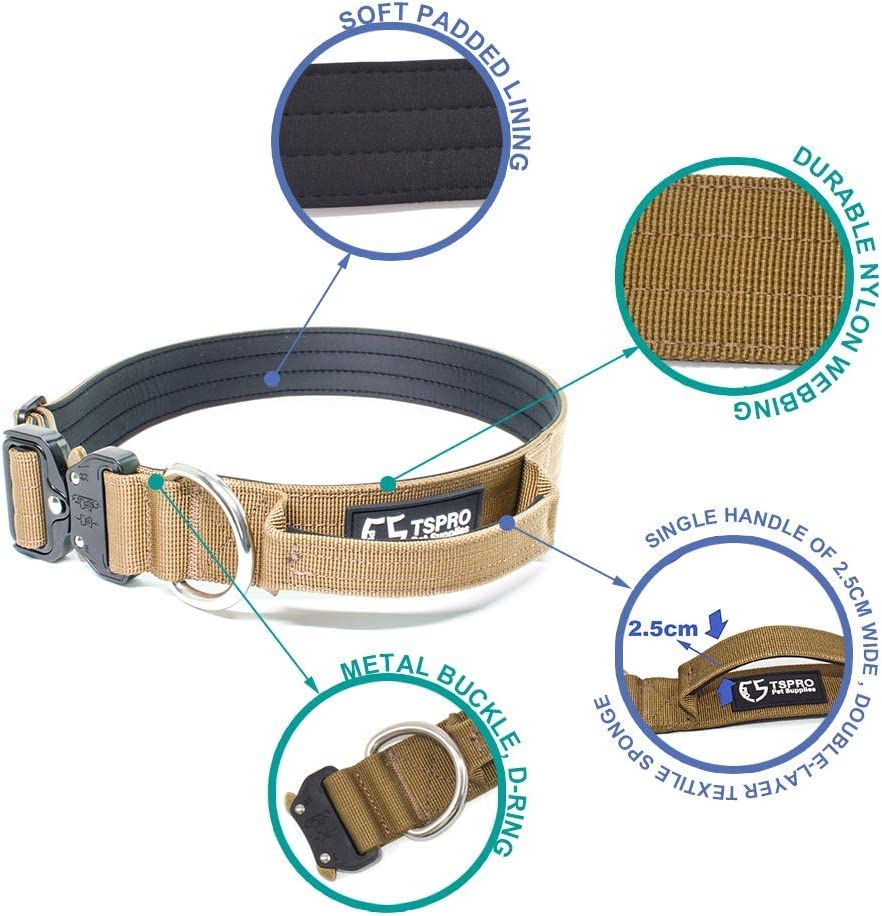 Tspro Premium Dog Collar With Handle Thick Dog Collar Adjustable Dog Collar Heavy Duty Quick-Release Metal Buckle Dog Collar For Small Or Medium To Extra Large Dogs(M-Pink)