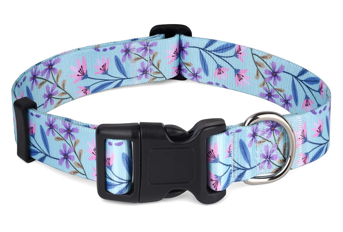 Hqyddmi Dog Collars With Floral Print, Soft Comfortable Adjustable Collars For Small Medium Large Dogs, Floral Pattern For Girl