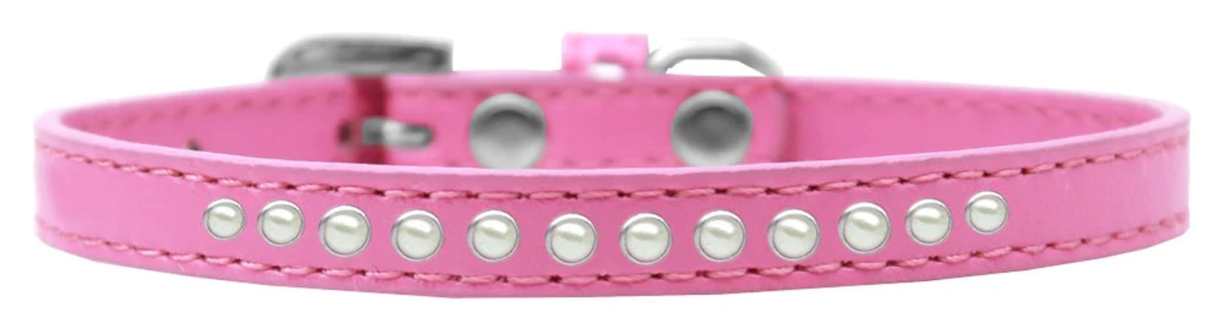 Dog, Puppy & Pet Fashion Collar, One Row Pearl Rimsets Light Pink 10