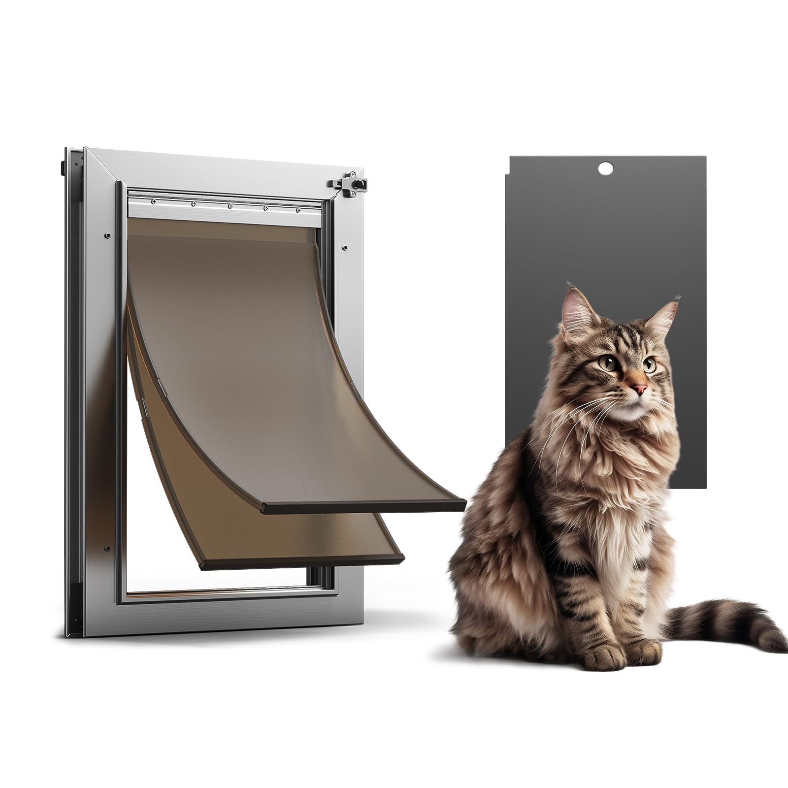 Cat Door, All Aluminum Small Dog Doggy Doggie Door For Install In Interior Exterior Doors Or Wall, Heavy Duty Pet Door, 2 Magnet