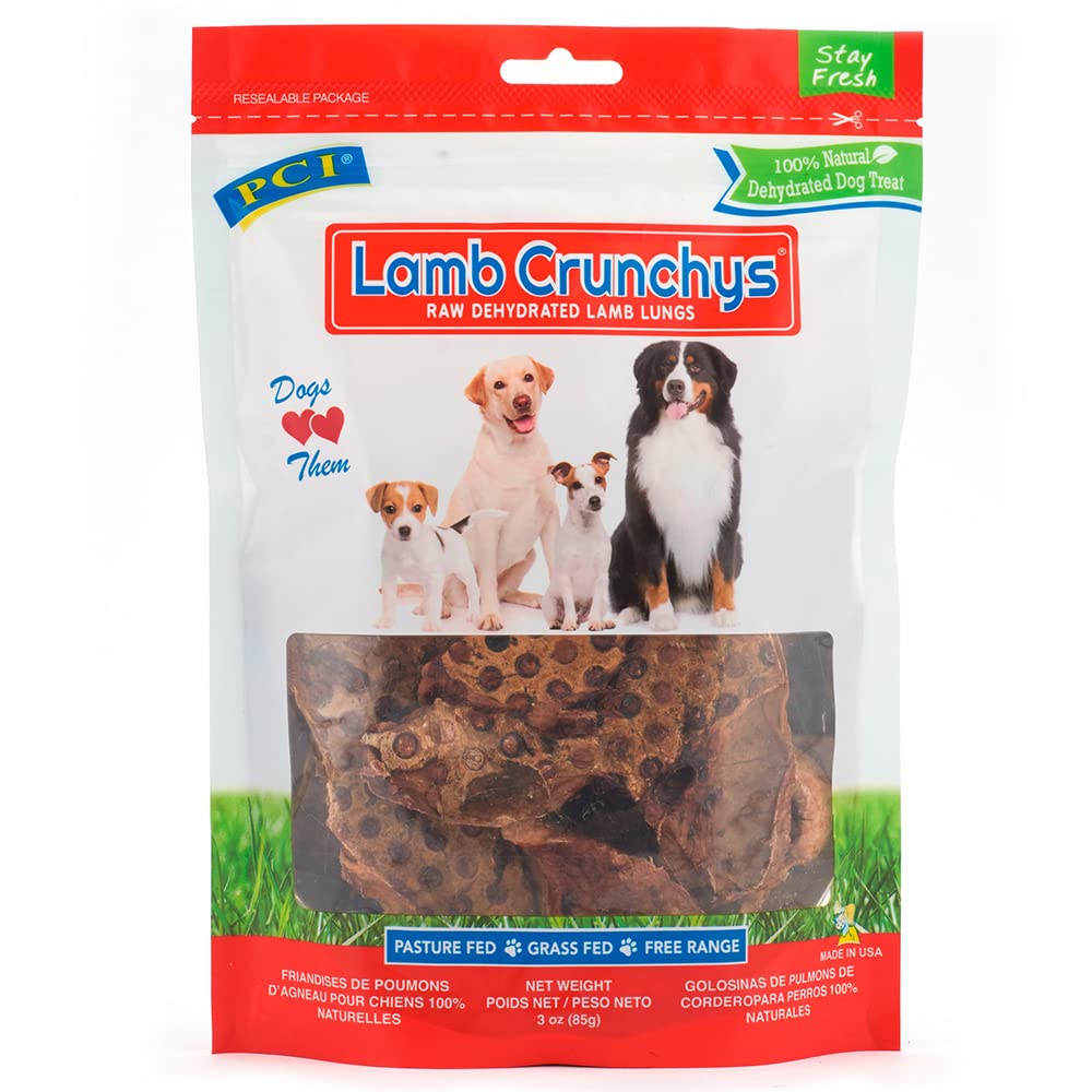Pet Center, Inc. PCI Lamb Crunchys Raw Dehydrated Lamb Lungs Dog Treats, 3 Ounce Pack