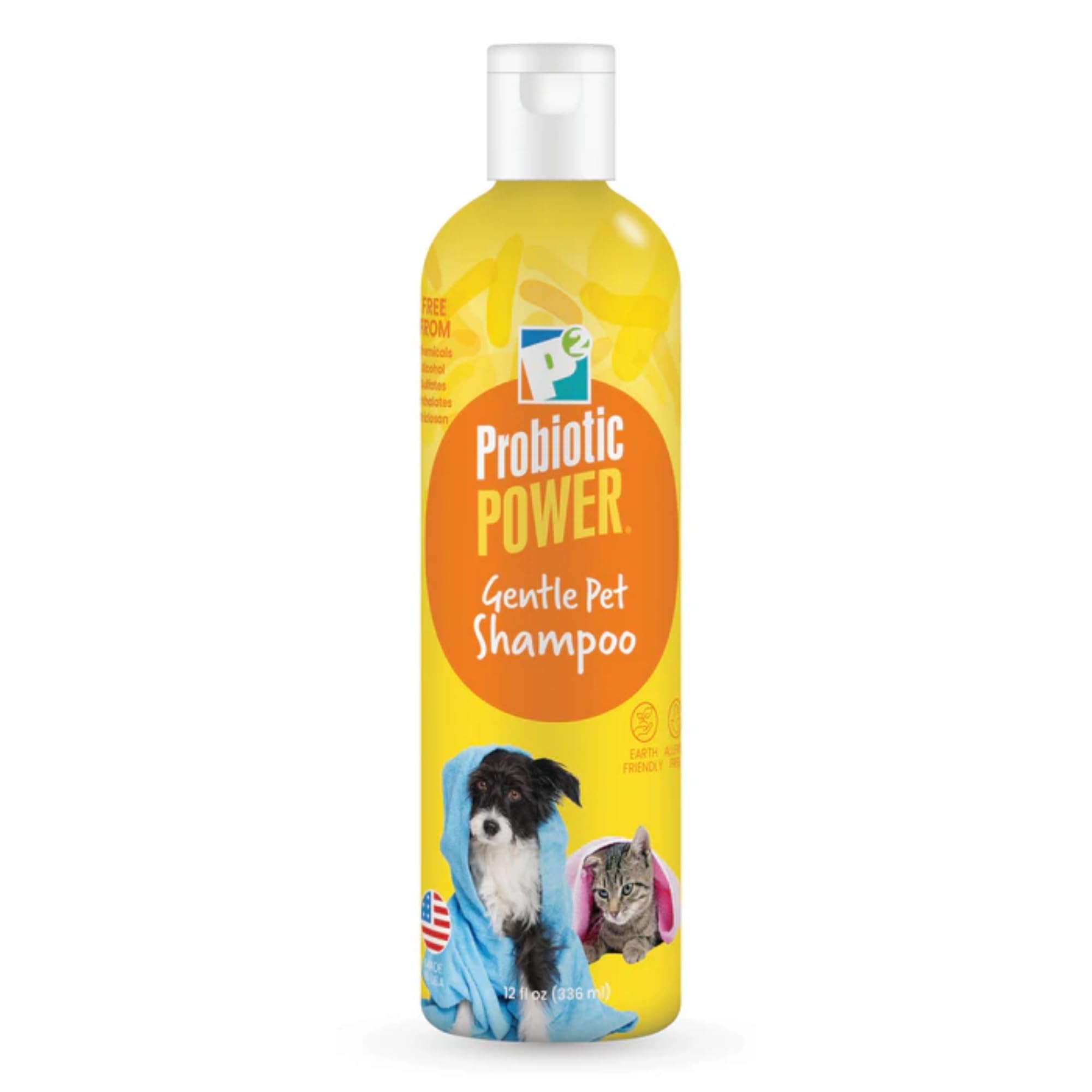 P2 Probiotic Power Pet Shampoo, 12 oz - Gentle Organic Probiotic Shampoo for Dogs, Cats & Puppies, Sensitive Skin, Coat Care, Od