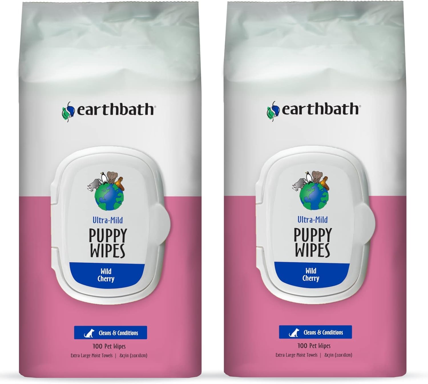Earthbath, Ultra-Mild Wild Cherry Puppy Wipes - Dog Wipes For Paws And Butt, Best Pet Wipes For Dogs & Puppies, Made In Usa, Cru