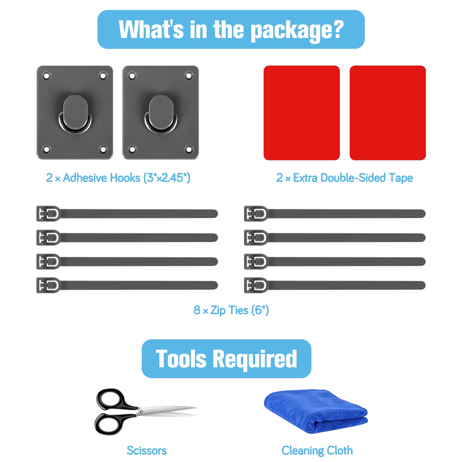 Mesh Baby Gate Floor Adhesive Hooks (2 Pack) No Drilling Retractable Baby Gates Ground Anchor Hooks Prevent Babies And Pets From Going Under Retractable Dog Gate Ideal For Securing To Floors, Stairs