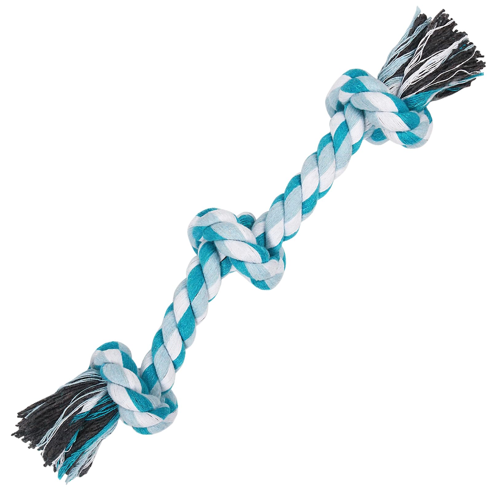 Vivifying Dog Rope Toys, 3 Knots Durable Braided Cotton Pet Chew Rope Toys For Dog Cat Puppy Teeth Cleaning(Blue)