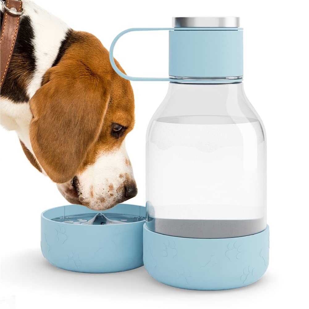 Asobu Tritan Water Bottle With Dog Bowl Attached 50 Ounces (Blue)