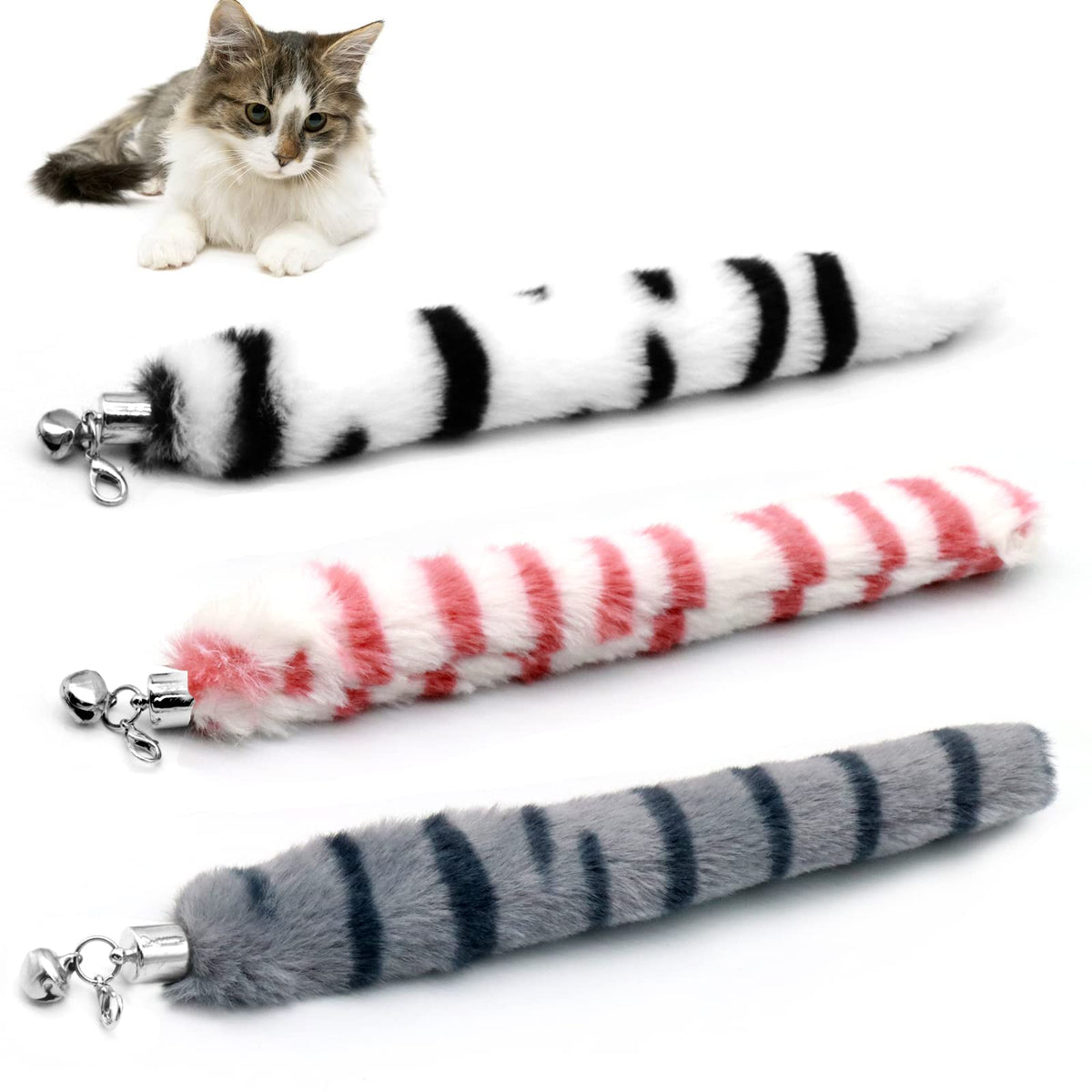 Lasocuhoo Cat Worm Toys, (3 Packs) Interactive Cat Wand Replacement, Cat Wand Refill Attachments For Indoor Cats, Fit For Most C