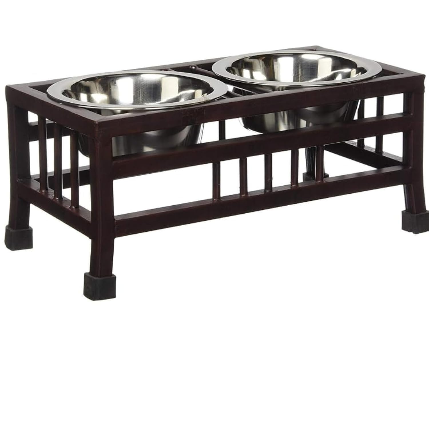 Dog Trust Dog Bowls For Large Dogs  Elevated With Stand  Modern American Walnut Wood, Durable Stainless Steel  Raised Dog Fee