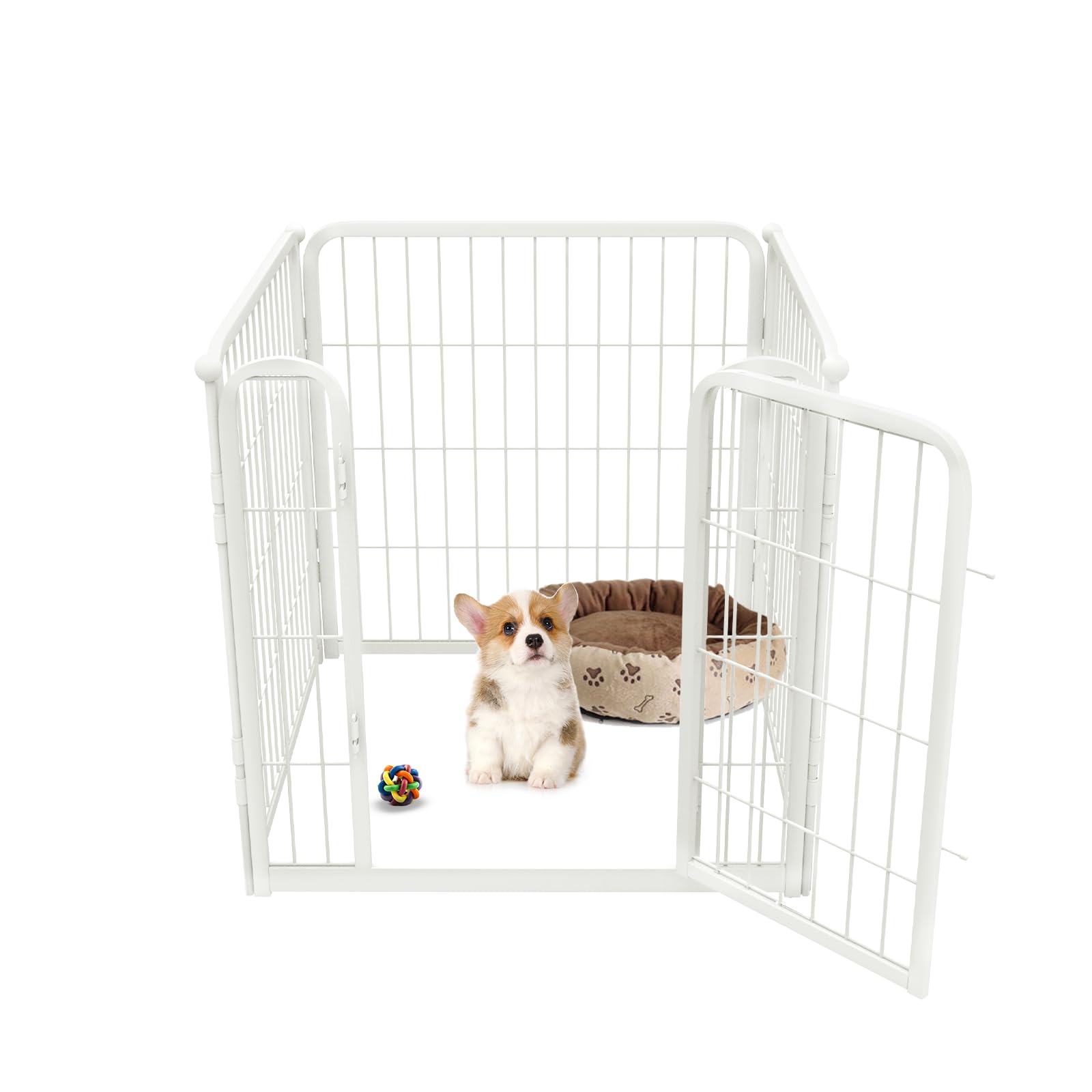 Fxw Homeplus Indoor Dog Playpen - Stress-Free And Safe Play, 24 Inch 4 Panels For Puppy And Small Dogs, White│Patented