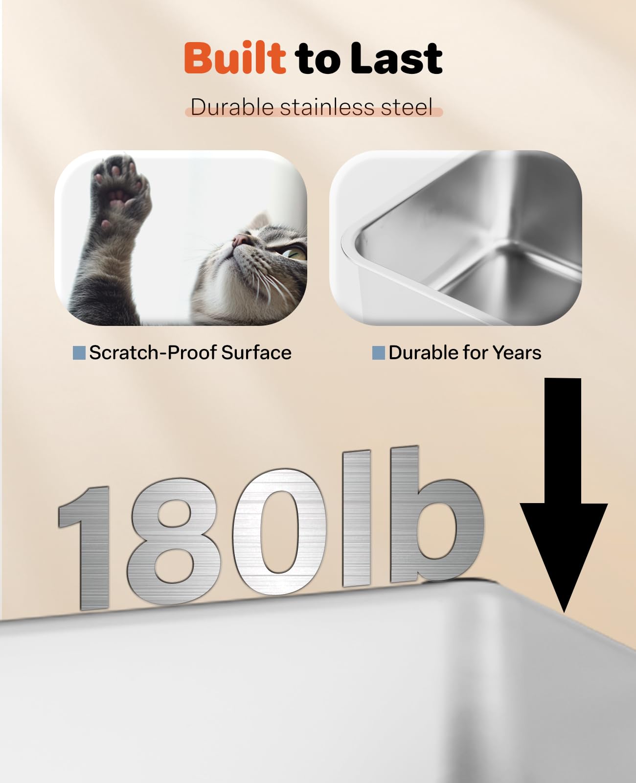 Stainless Steel Litter Box With Lid, Large Metal Cat Box For Big Cats, High Sided Kitty Litter Box With Scoop & Pee Pads, Open T