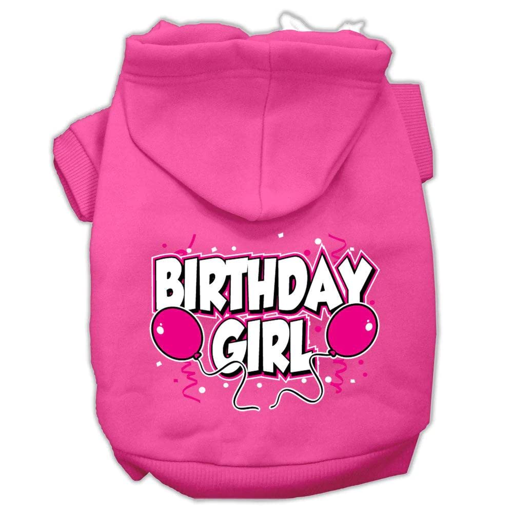 Mirage Pet Products 10&quot; Birthday Girl Screen Print Pet Hoodie, Small, Bright Pink